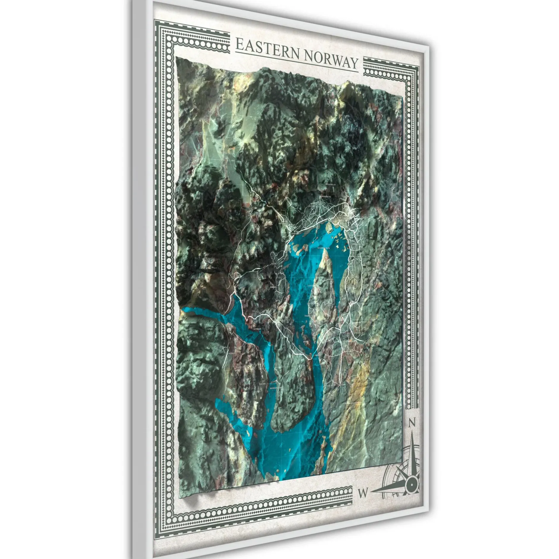 Poster 'Raised Relief Map: Eastern Norway'