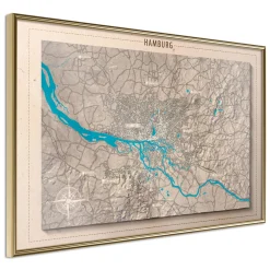 Poster 'Raised Relief Map: Hamburg'