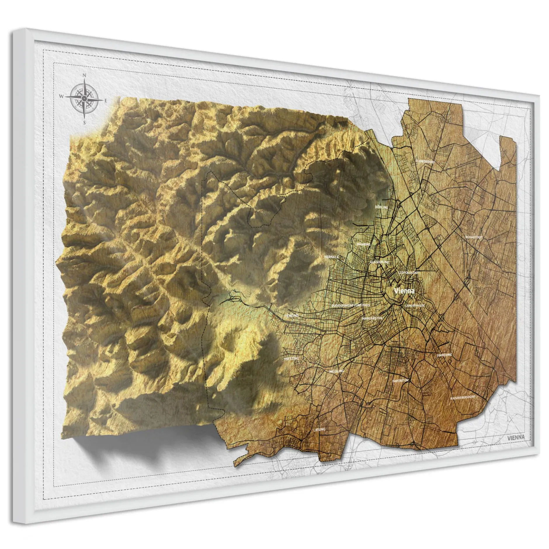 Poster 'Raised Relief Map: Vienna'