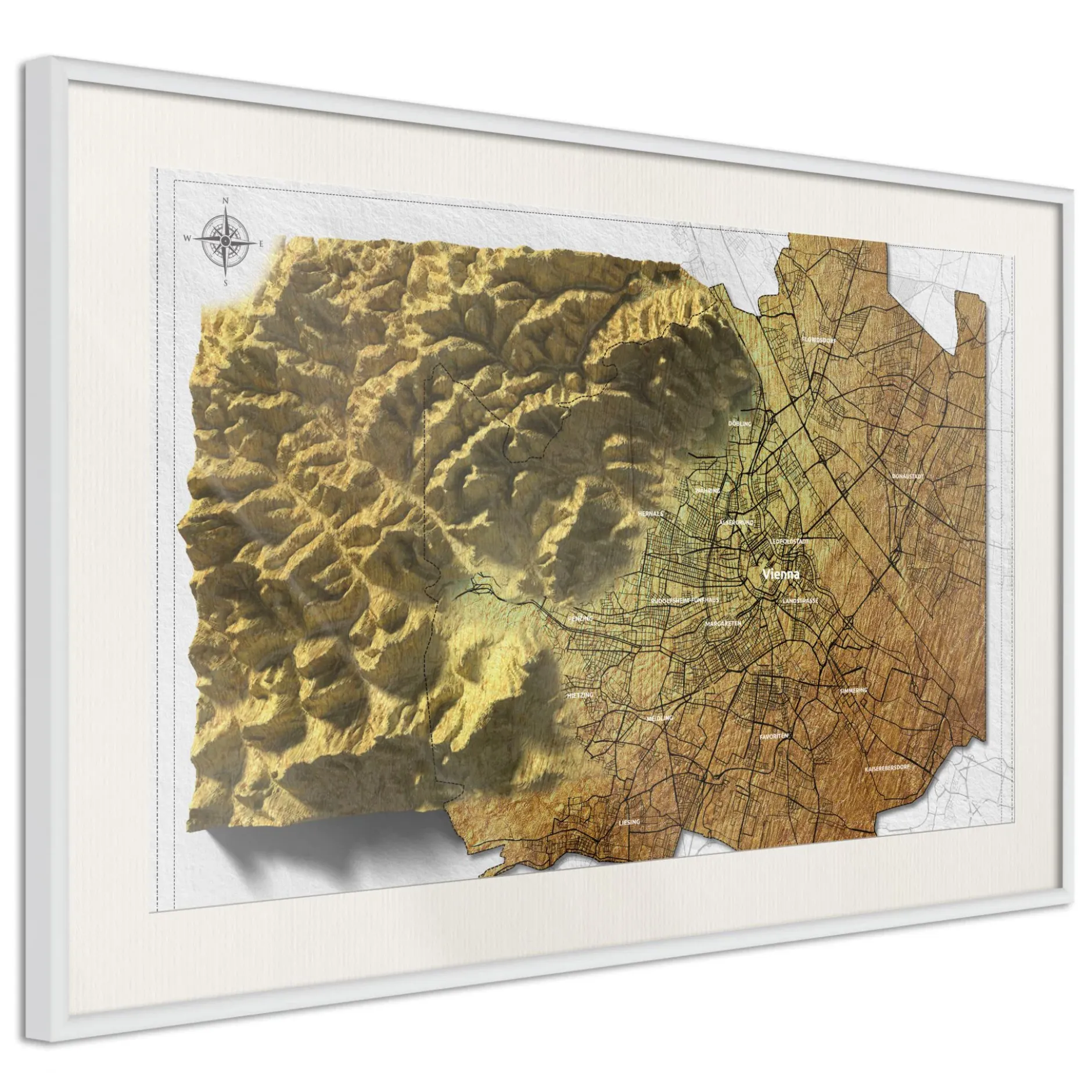 Poster 'Raised Relief Map: Vienna'