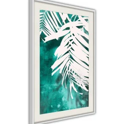 Poster 'White Palm on Teal Background'