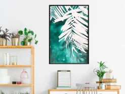Poster 'White Palm on Teal Background'