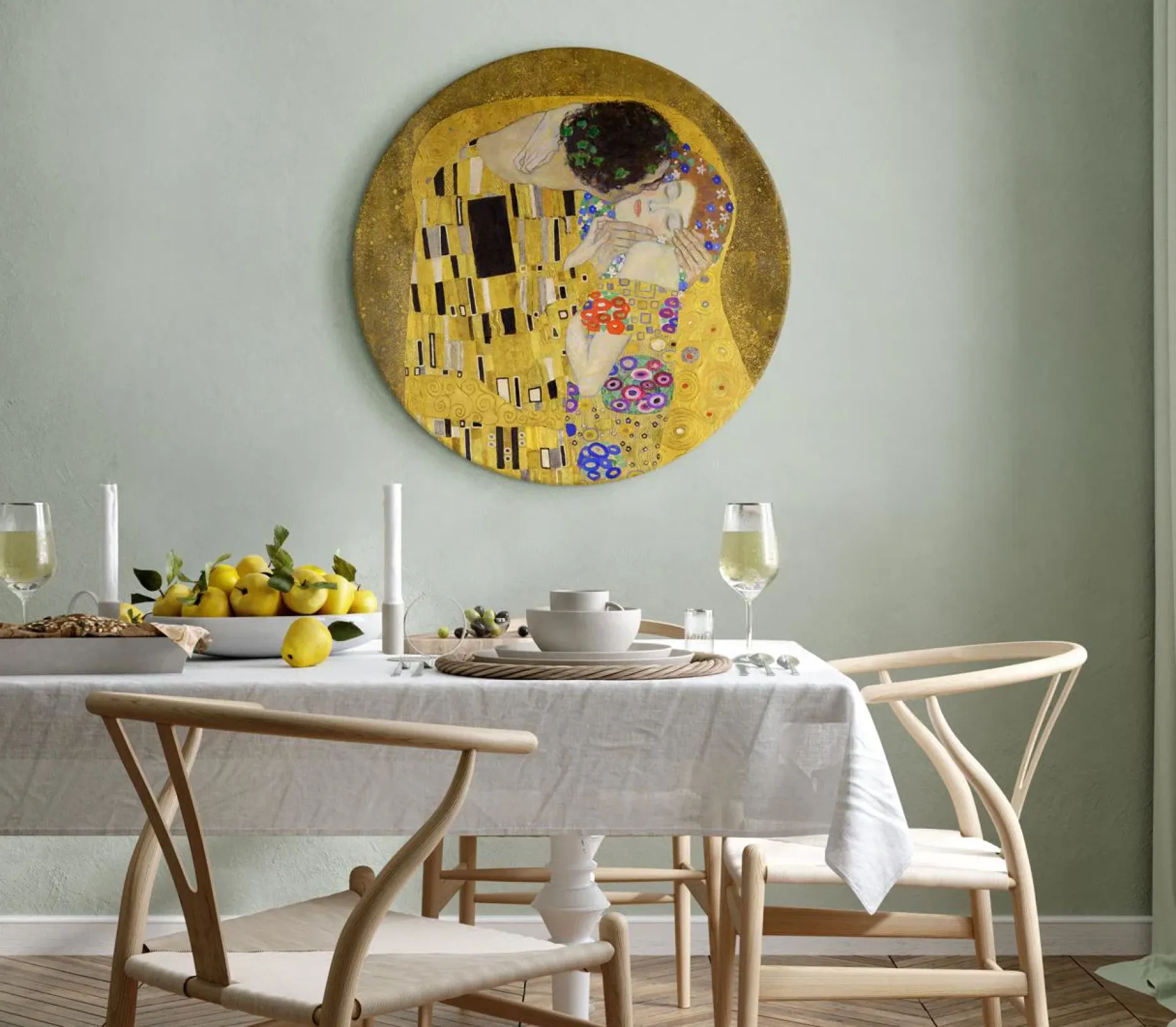Rundes Bild 'Klimt's The Kiss'