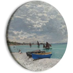 Rundes Bild 'Monet's Beach Boats'