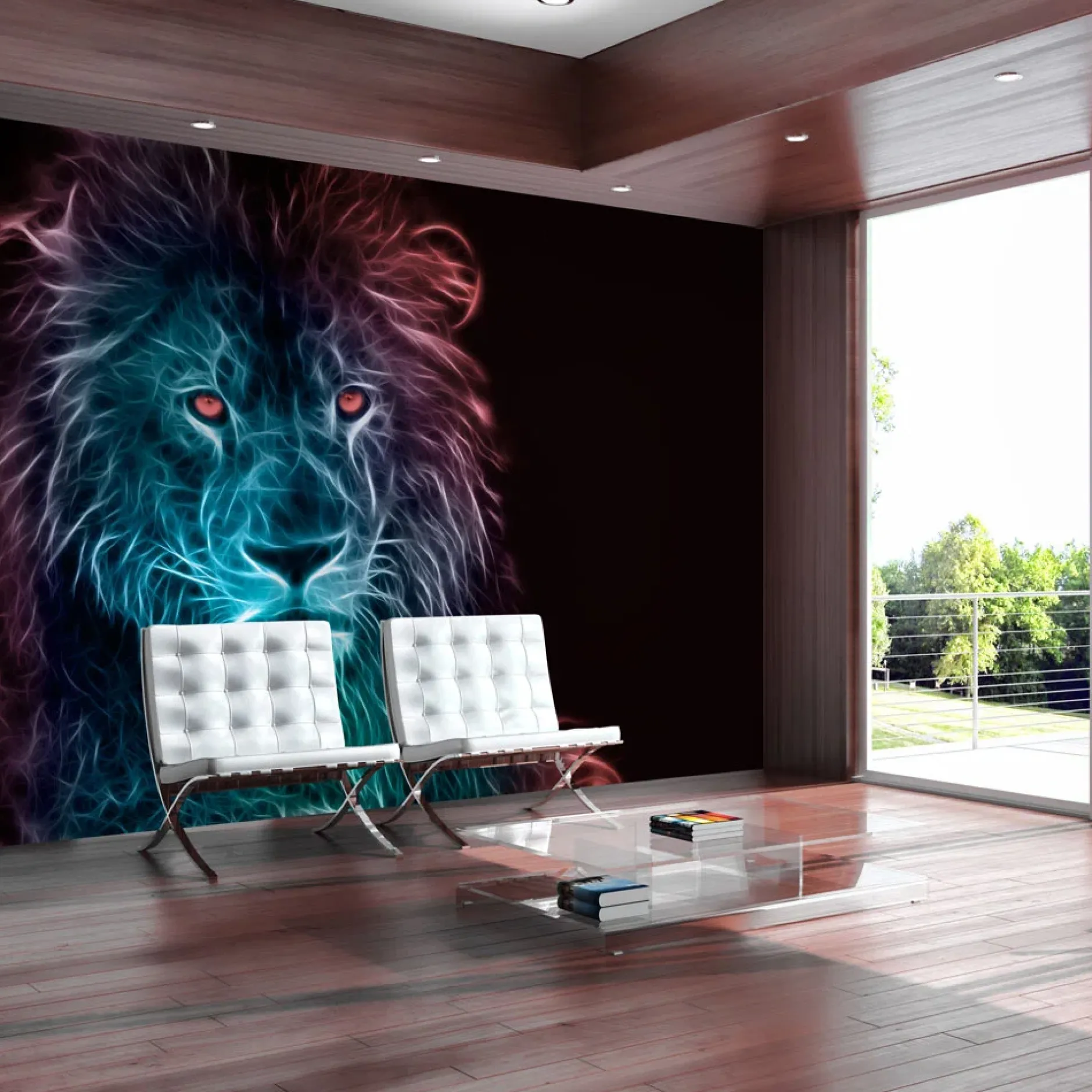Selbstklebende Tapete 'Abstract lion - rainbow'