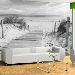 Selbstklebende Tapete 'Am Strand - Schwarz und Weiß'