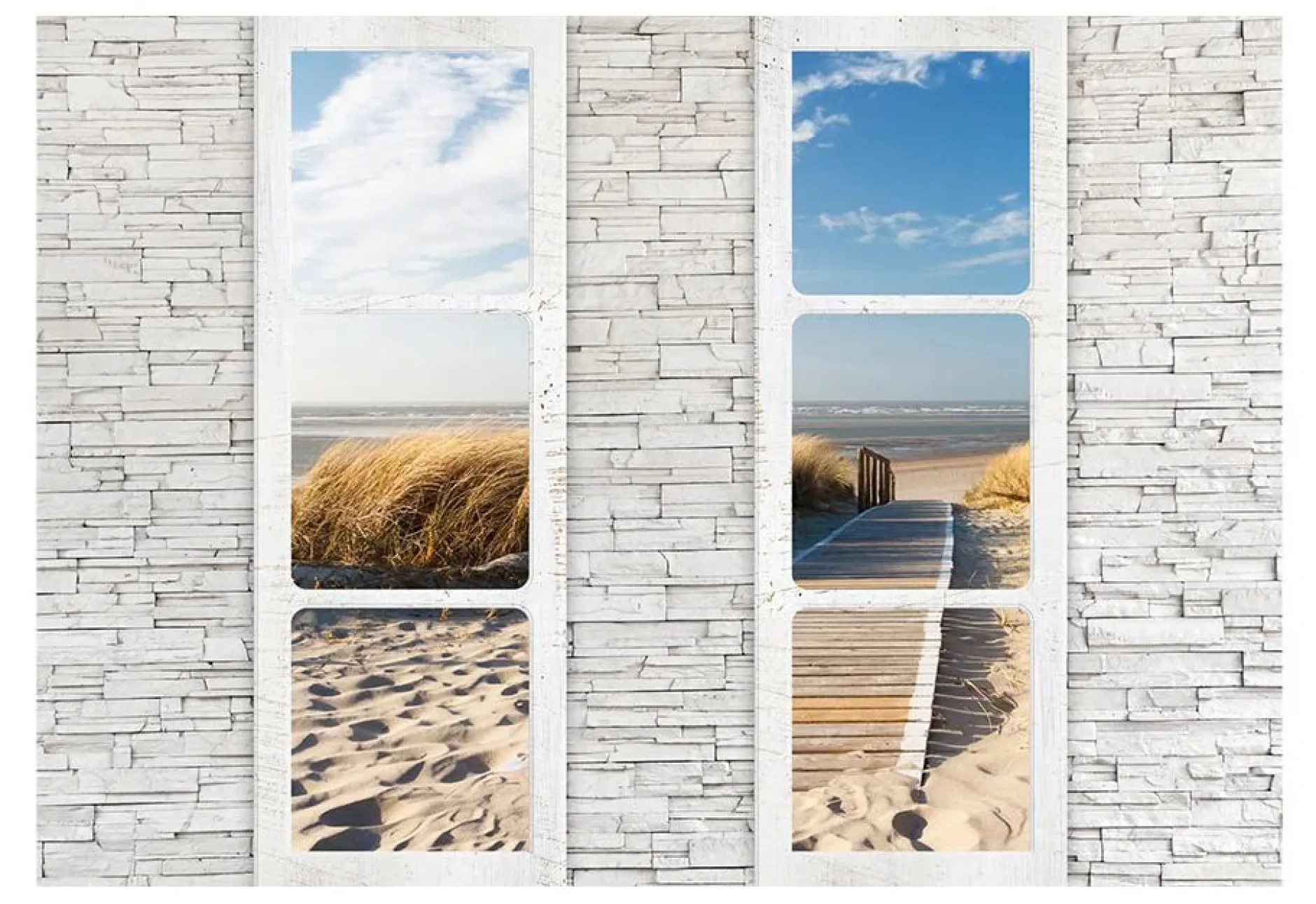 Selbstklebende Tapete 'Beach: view from the window'