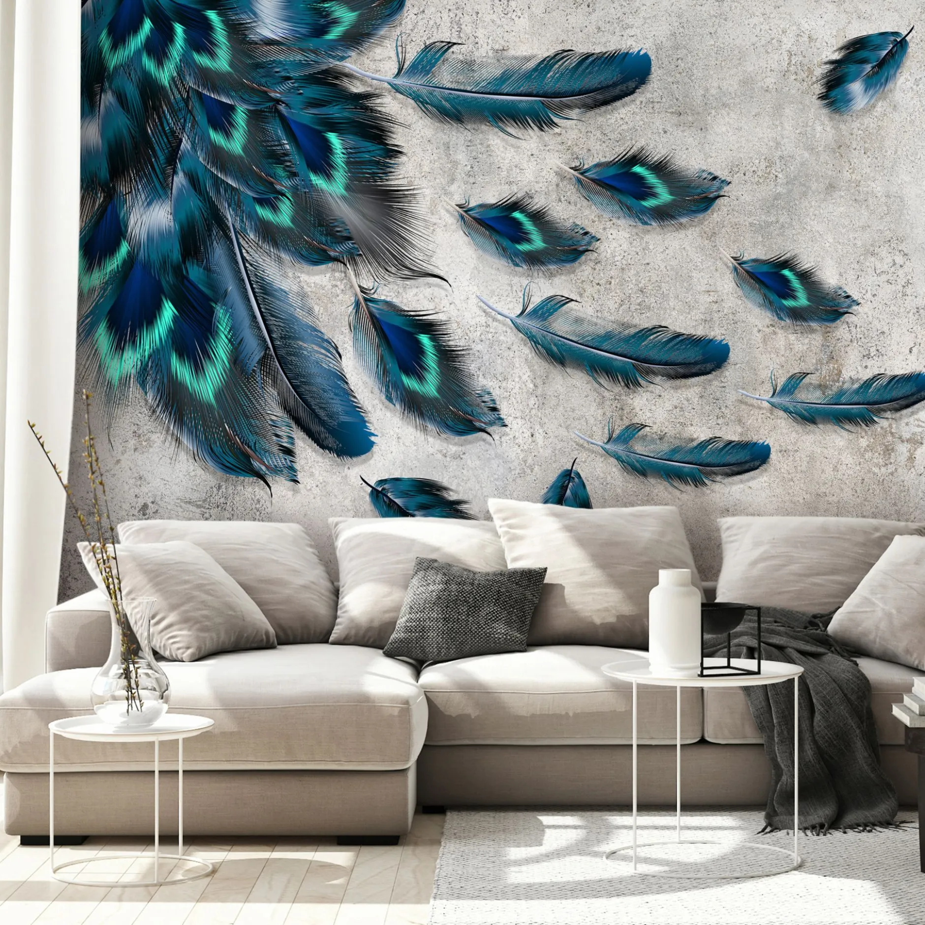 Selbstklebende Tapete 'Blown Feathers'