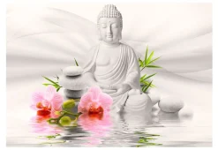 Selbstklebende Tapete 'Buddha and two orchids'