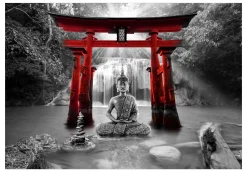 Selbstklebende Tapete 'Buddha Smile (Red)'