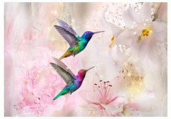 Selbstklebende Tapete 'Colourful Hummingbirds (Pink)'