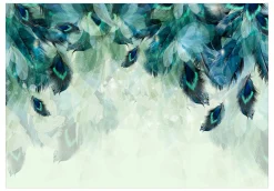 Selbstklebende Tapete 'Emerald Feathers'