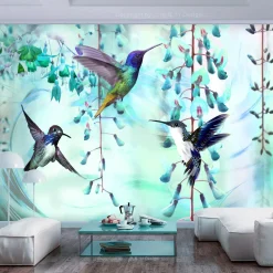 Selbstklebende Tapete 'Flying Hummingbirds (Green)'