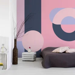 Selbstklebende Tapete 'Geometric Wreath (Violet)'