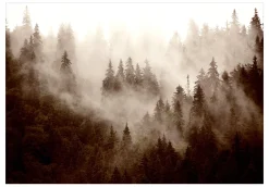 Selbstklebende Tapete 'Mountain Forest (Sepia)'