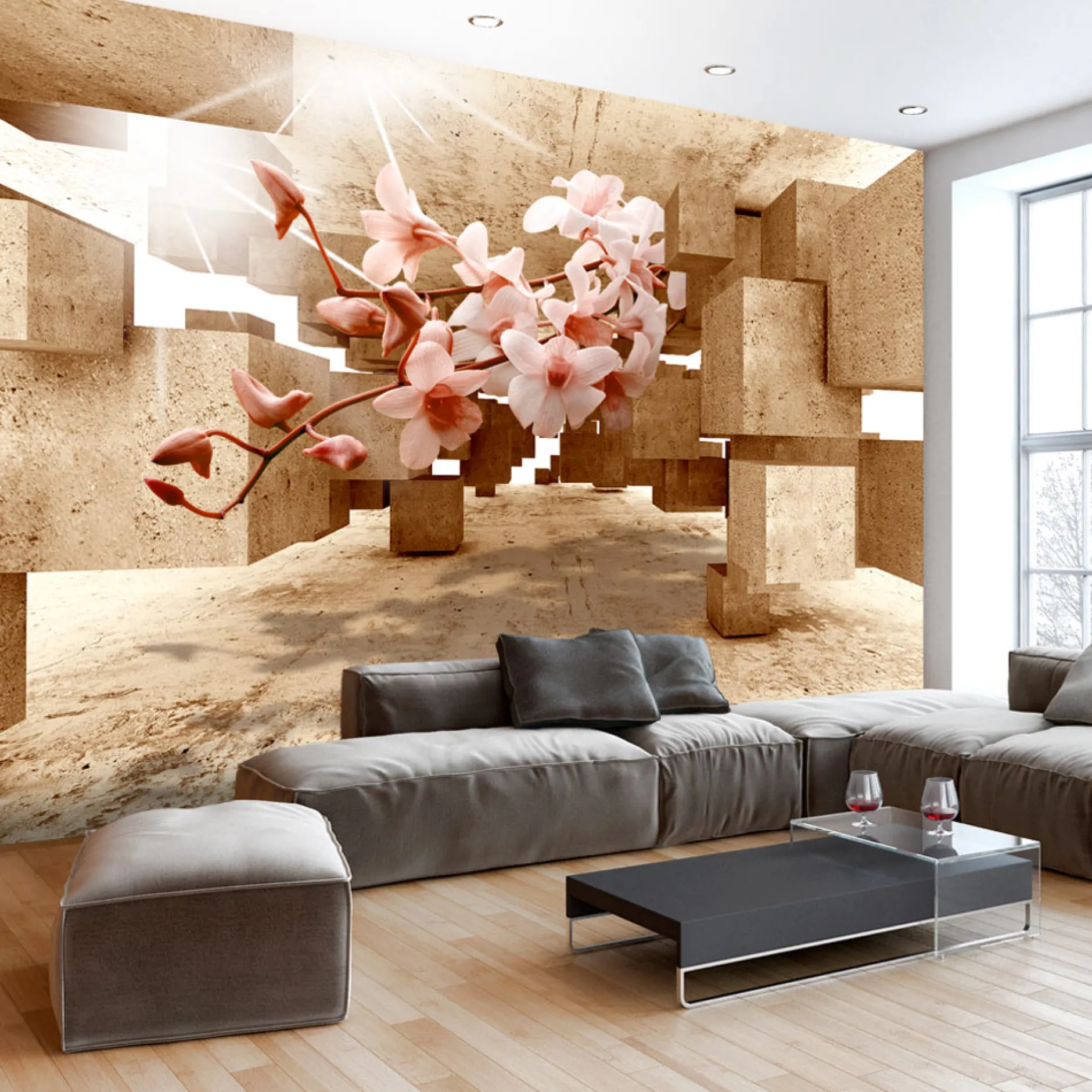 Selbstklebende Tapete 'Orchid Cubism'