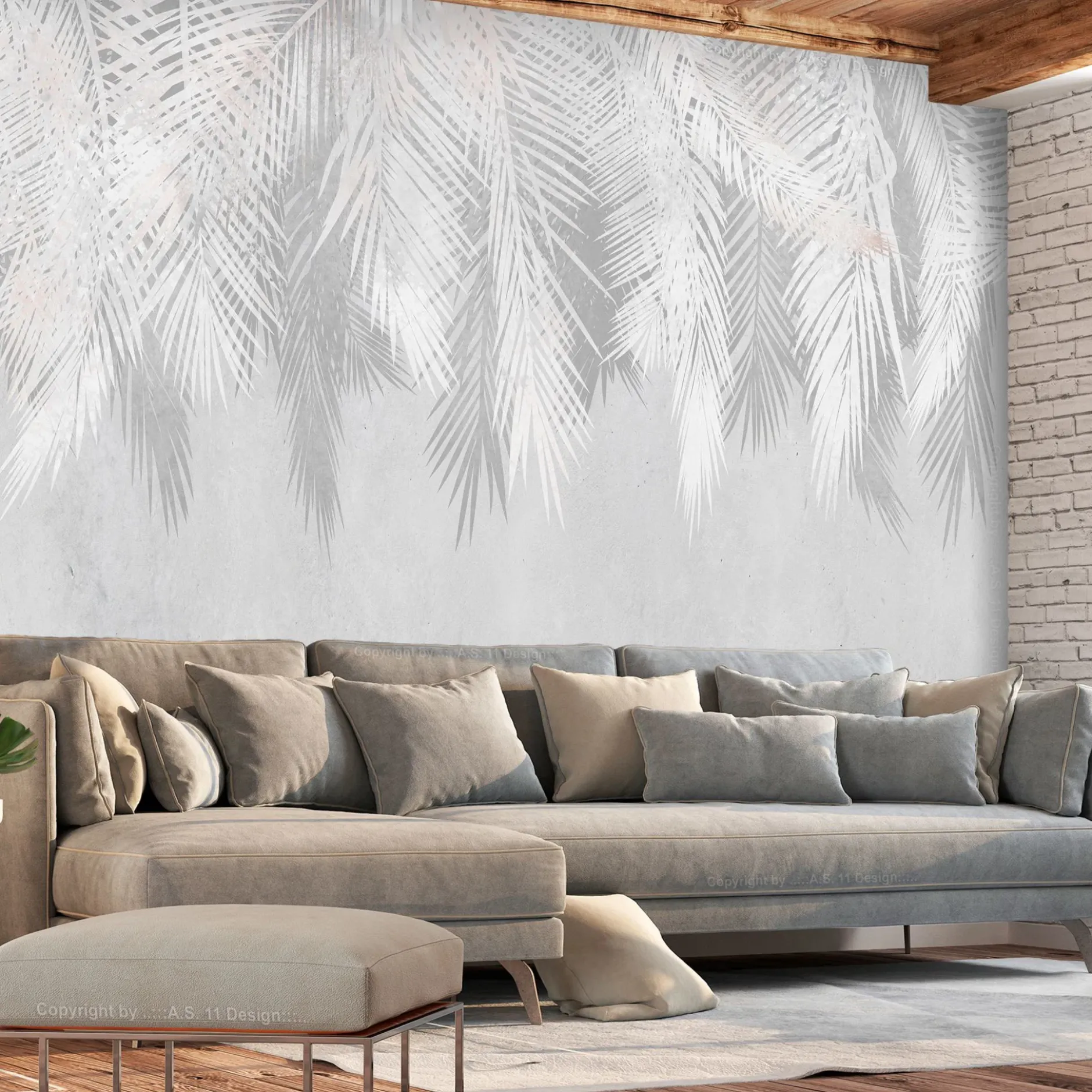 Selbstklebende Tapete 'Pale Palms'
