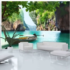 Selbstklebende Tapete 'Paradise Boat Trip'