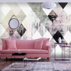 Selbstklebende Tapete 'Rhombic Chessboard (Pink)'