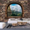 Selbstklebende Tapete 'Stony Window: Mountains'
