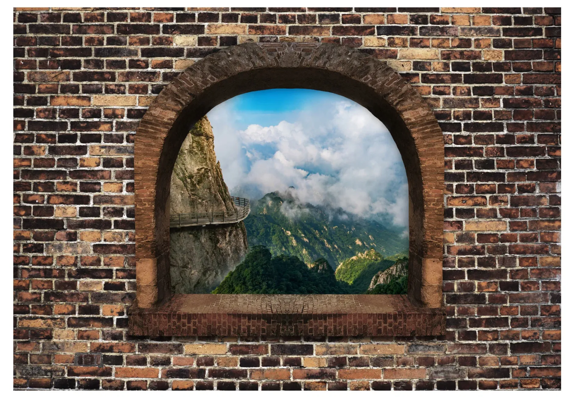 Selbstklebende Tapete 'Stony Window: Mountains'