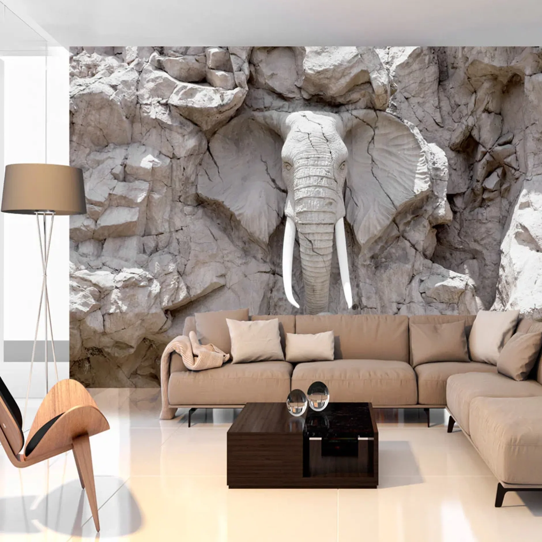 Selbstklebende Tapete 'The Elephant Wall'