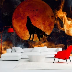 Selbstklebende Tapete 'Wolf on Fire'