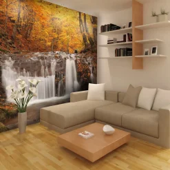 Tapete 'Autumn landscape : waterfall in forest'
