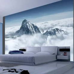 Tapete 'Bergspitze in den Wolken'