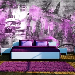 Tapete 'Berlin - Collage (violett)'