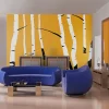 Tapete 'Birches on the orange background'