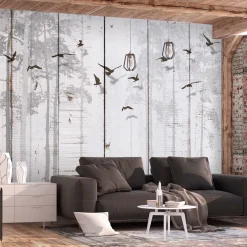Tapete 'Birds on Boards'