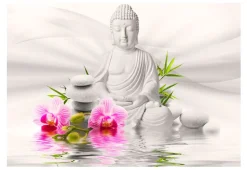 Tapete 'Buddha und Orchideen'
