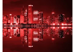 Tapete 'Chicago in dunkelroten Lichtern'