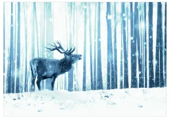 Tapete 'Deer in the Snow (Blue)'