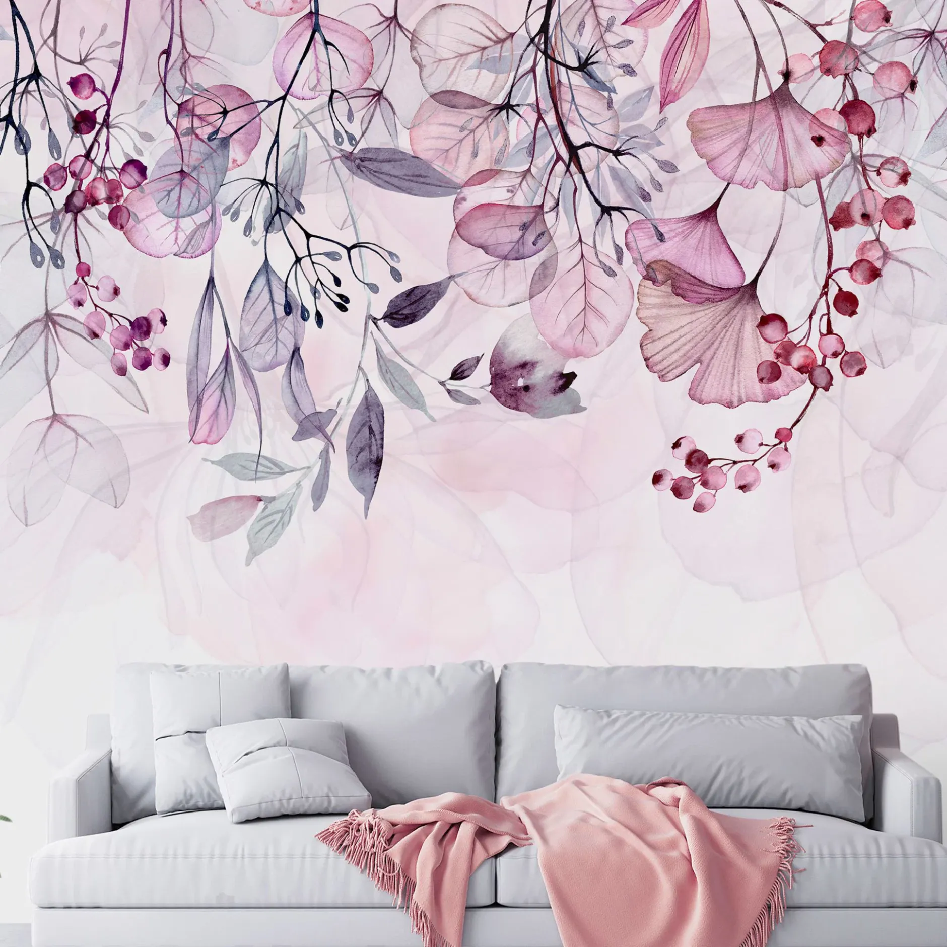 Tapete 'Foggy Nature - Pink'