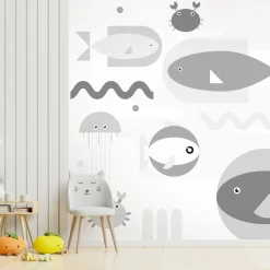 Tapete 'Geometric Fish - Third Variant'