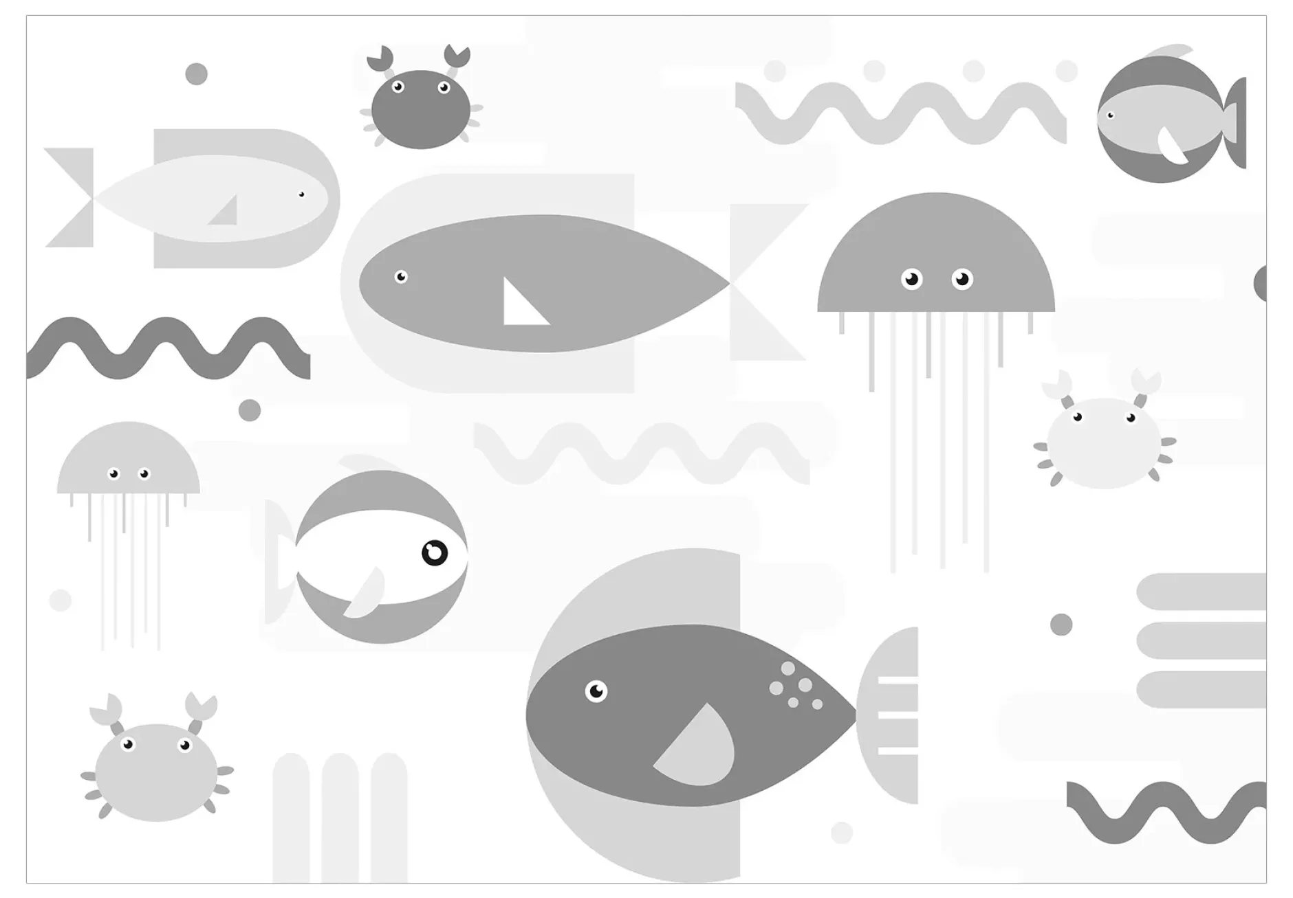 Tapete 'Geometric Fish - Third Variant'