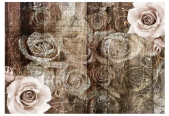 Tapete 'Old Wood & Roses'