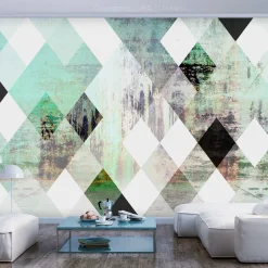 Tapete 'Rhombic Chessboard (Green)'