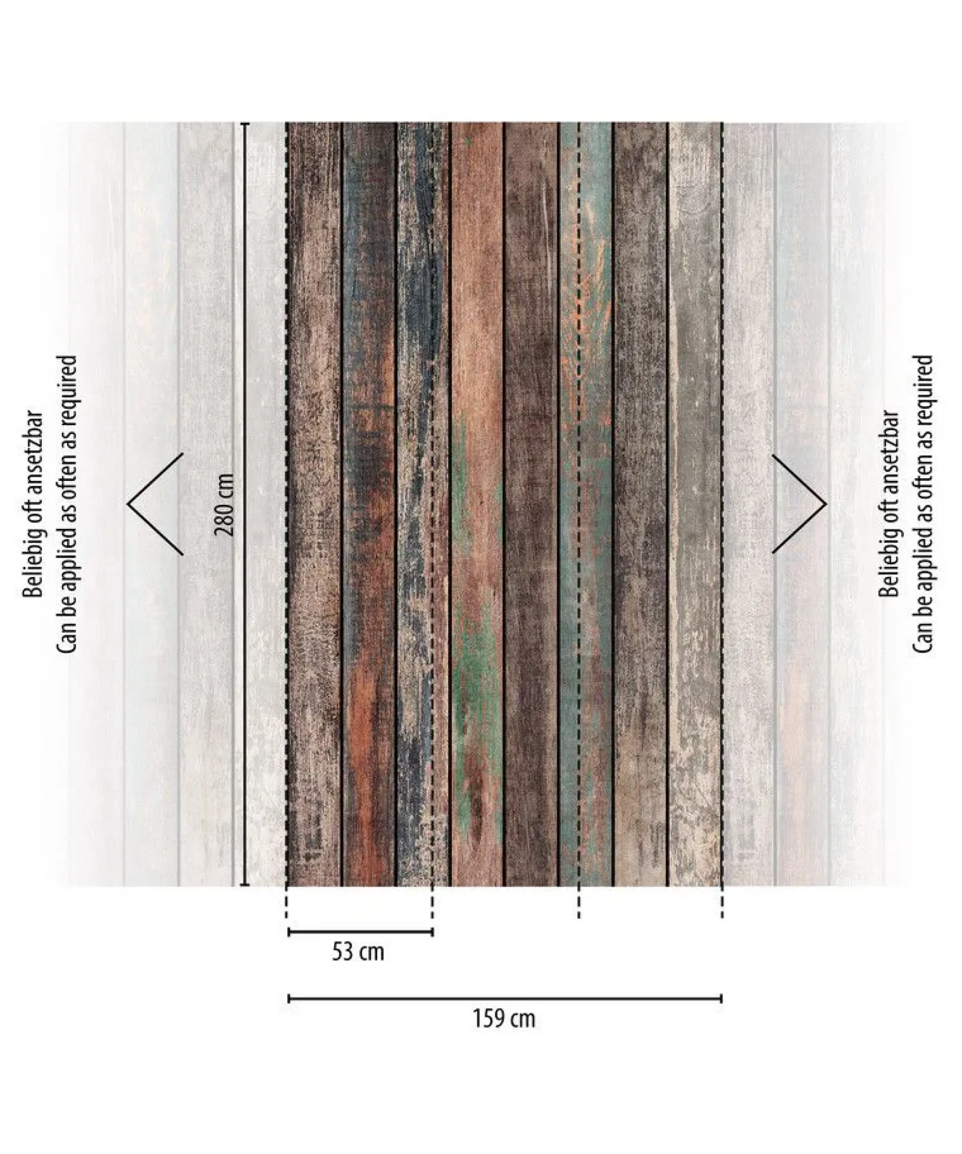 Tapete 'Rustic Planks' 159x280cm