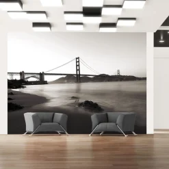 Tapete 'San Francisco: Golden Gate in Schwarz und Weiß'
