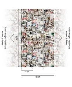 Tapete 'Text Collage' 159x280cm