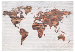 Tapete 'World Map: Brick Wall'