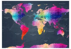 Tapete 'World Map: Colourful Crystals'