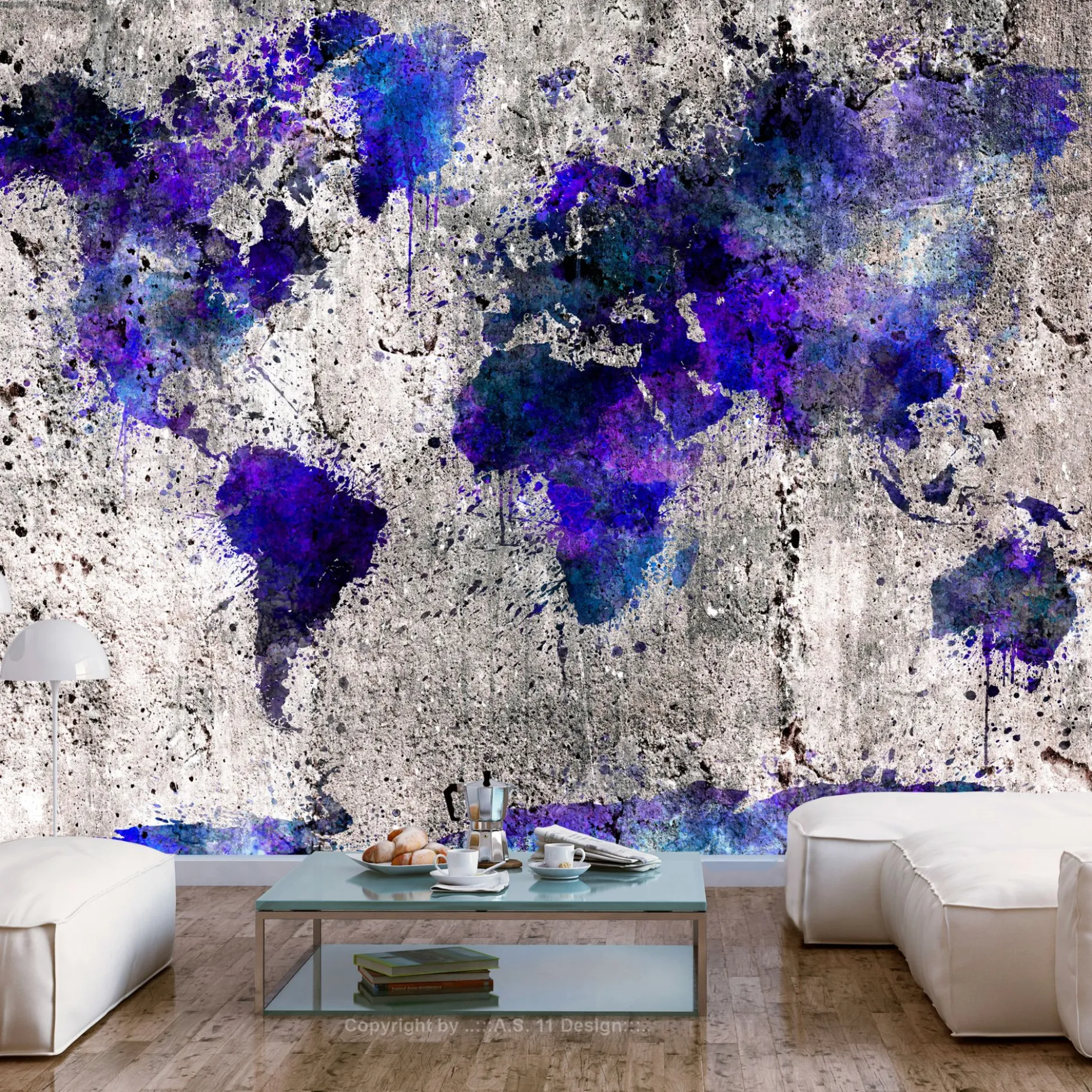 Tapete 'World Map: Ink Blots'