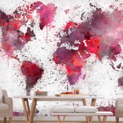 Tapete 'World Map: Red Watercolors'