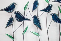Wanddeko Metall 'Blaumerlen' 120x60x3cm