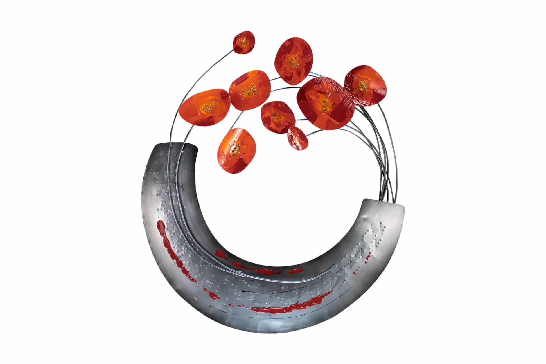 Wanddeko Metall 'Blühende Mohnblumen' 70x62x5cm