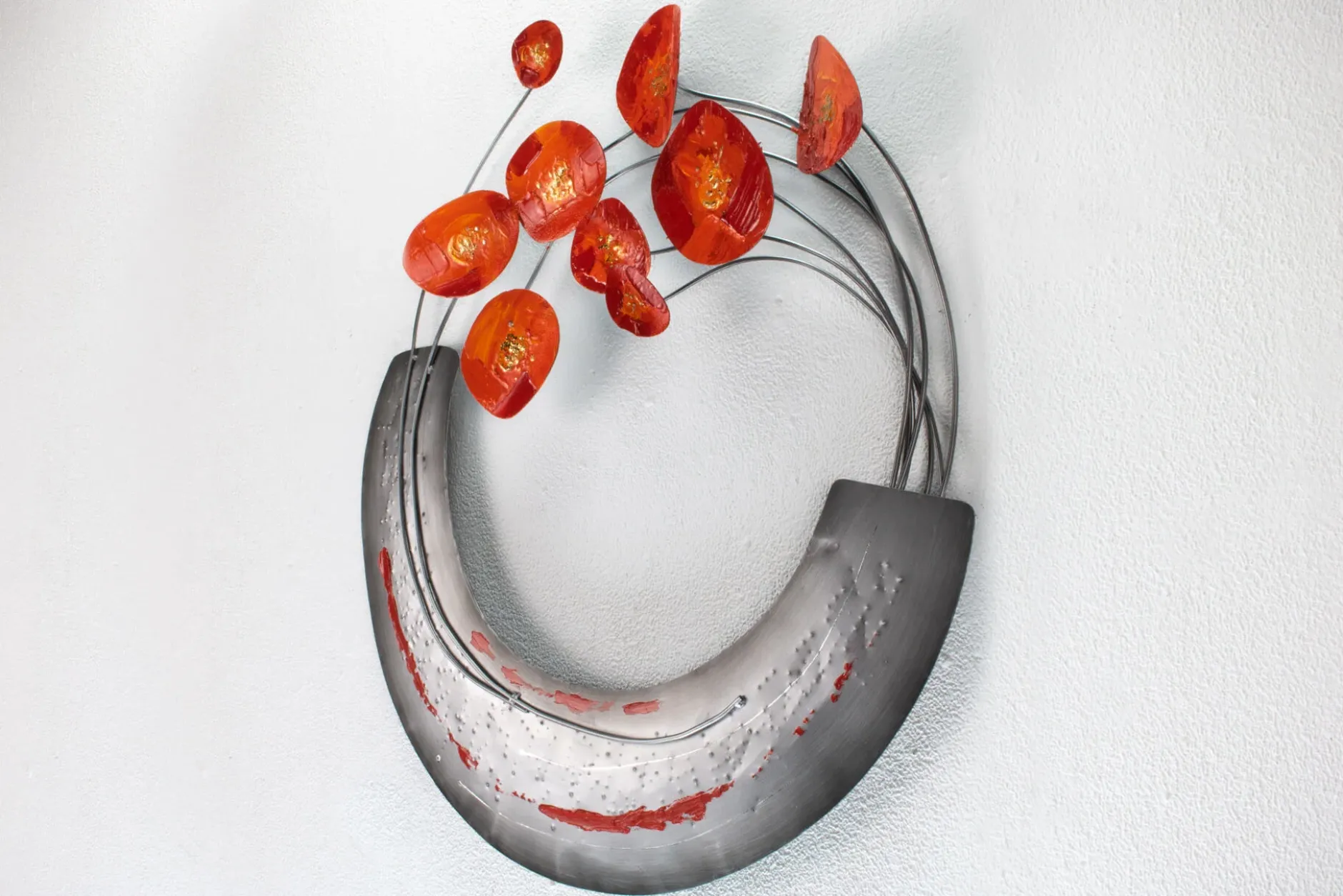 Wanddeko Metall 'Blühende Mohnblumen' 70x62x5cm